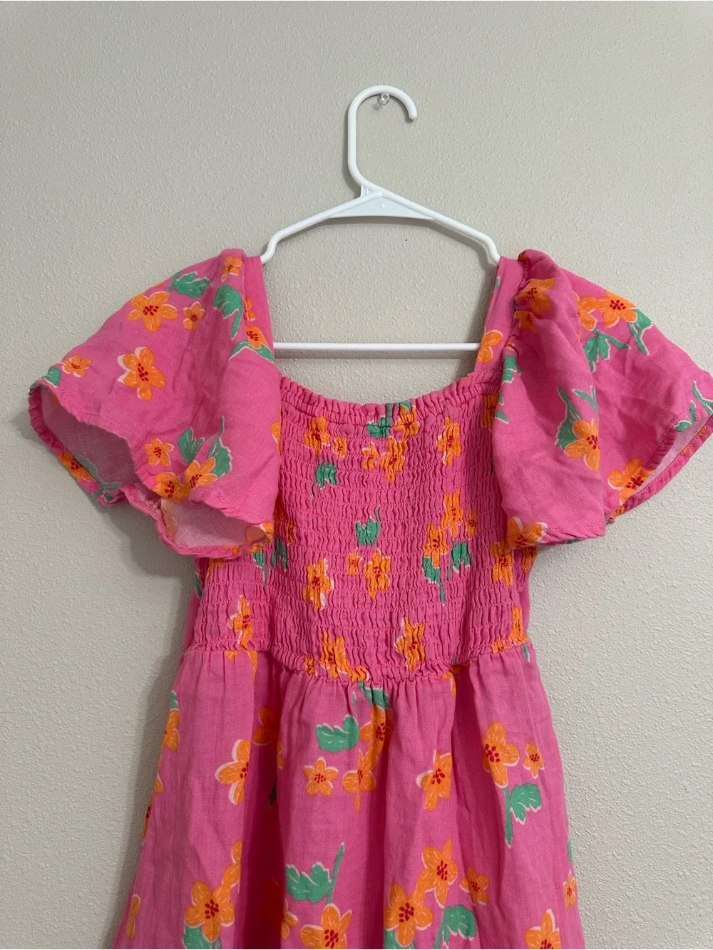 Old Navy Pink Floral Flutter-Sleeve Sundress